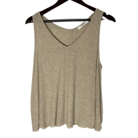 Project Social T Size Large Brown V-Neck Swing Tank Ribbed - Picture 1 of 6